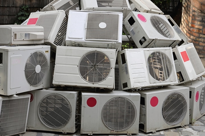 Dispose the old air conditioner through waste transfer stations.
