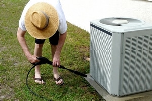 Clean the natural debris away from the AC.